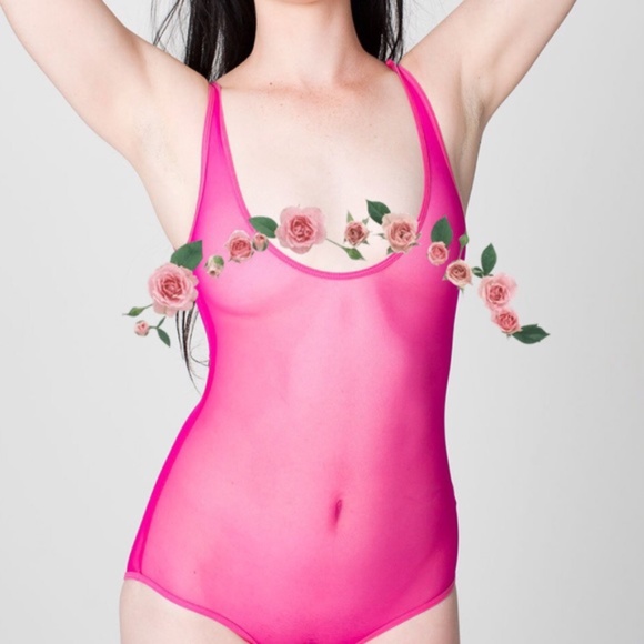 NWOT American Apparel Pink Mesh Body Suit XS - Picture 1 of 3